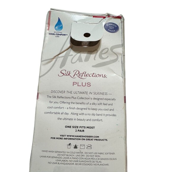 Hanes Silk Reflections Plus Knee Highs Enhanced Toe One Size 2 pair Barely There - Picture 12 of 16